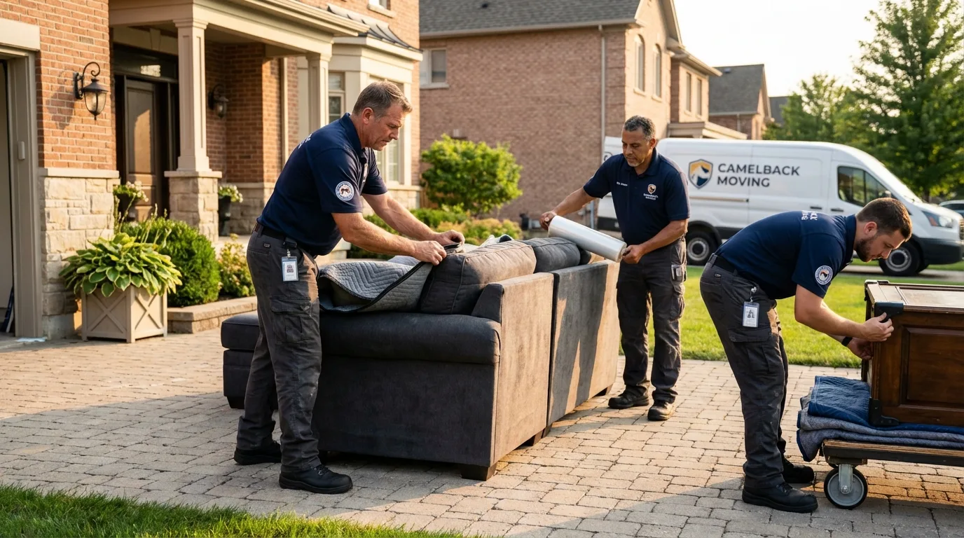 Large estate moving crew wrapping furniture in Greeneville, TN
